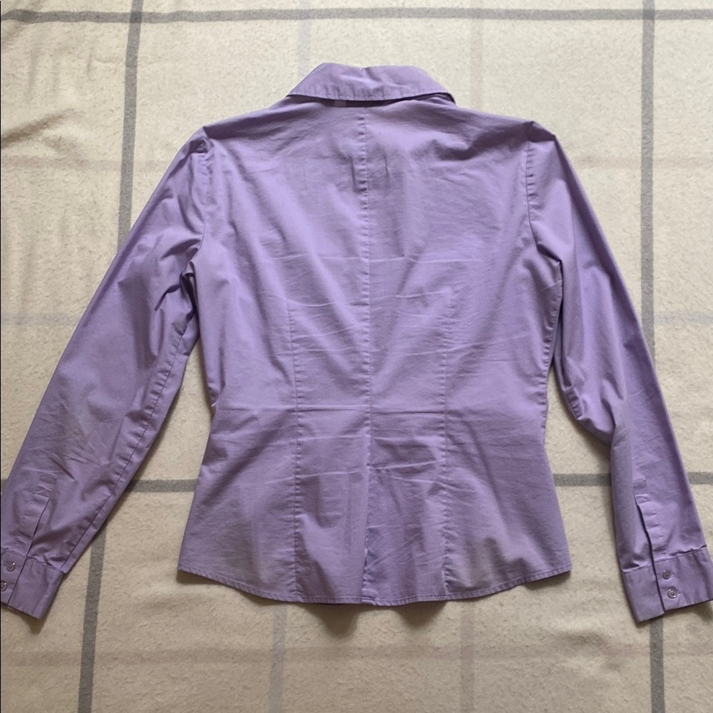 NY&Co Lavender Ruched-Front Long Sleeve Shirt Women's Size Medium - Picture 4 of 13